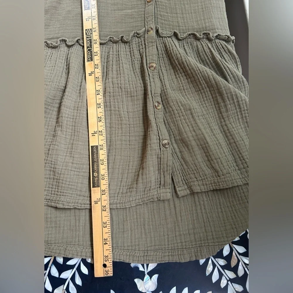 Anthropologie Maeve Katie Textured‎ Gauzy Utility Tunic Dress Long Sleeves